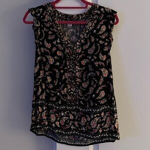 Old Navy Black Floral Paisley Top